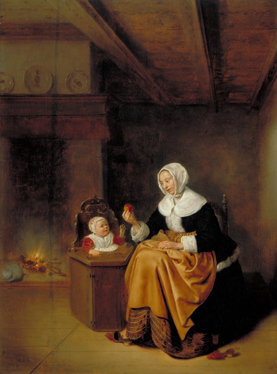 Anya és gyermeke egy enteriőrben, 1660 körül alkotó: Quiringh Van Brekelenkam