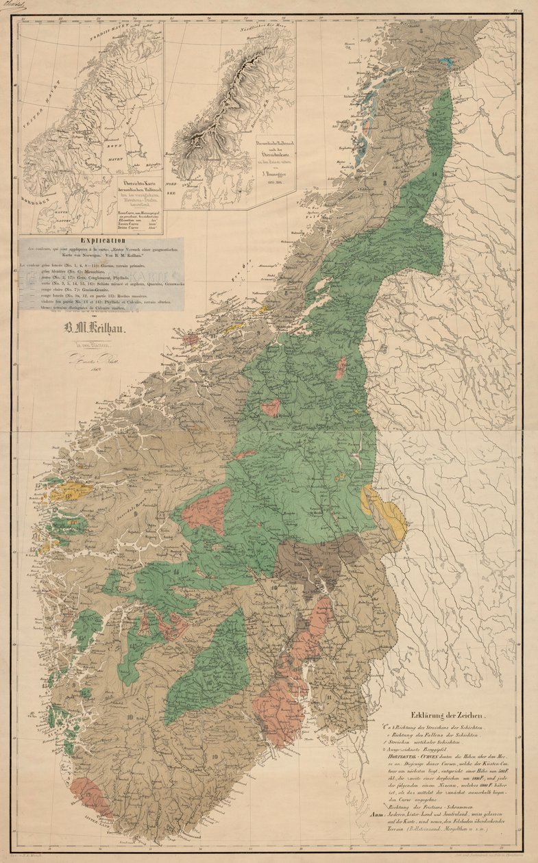 Első kísérlet Norvégia geognosztikus térképére alkotó: R.M. Keilhau