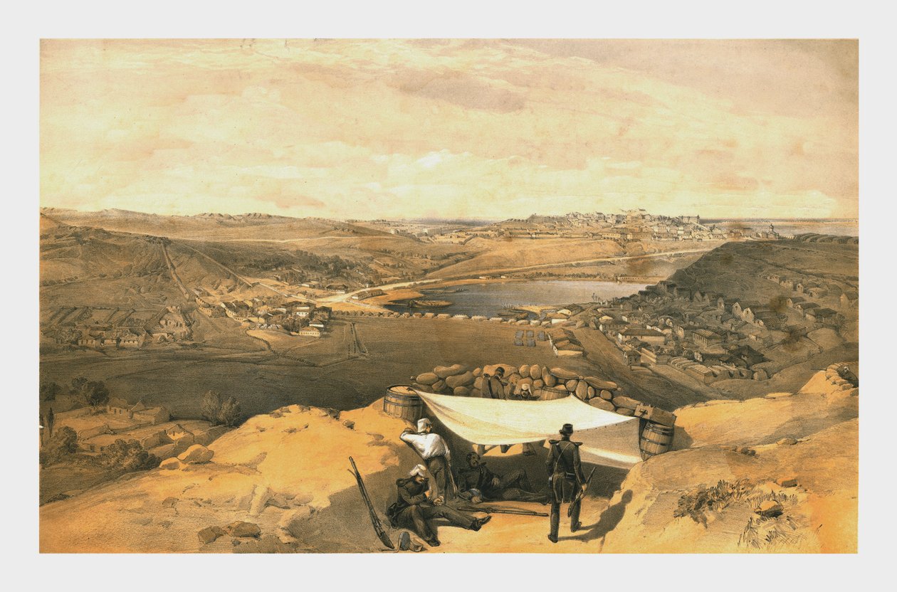"A Sebastopol városi ütegei a Chapman-támadás előrehaladott párhuzamából, 1855. június 23." alkotó: RM Bryson