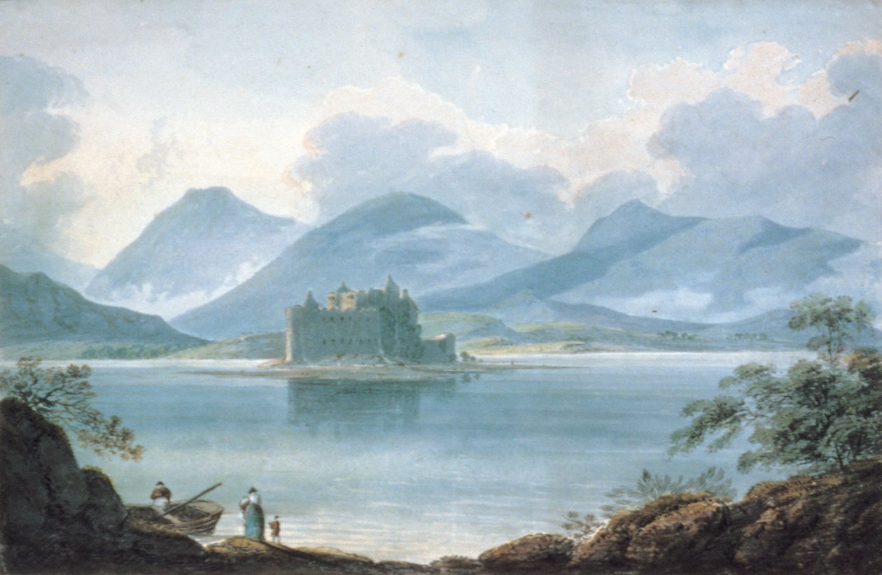Kilátás az Argyllshire állambeli Loch Awe-ra, a Kilchurn kastélyra és a hegyekre alkotó: R.S. Barret