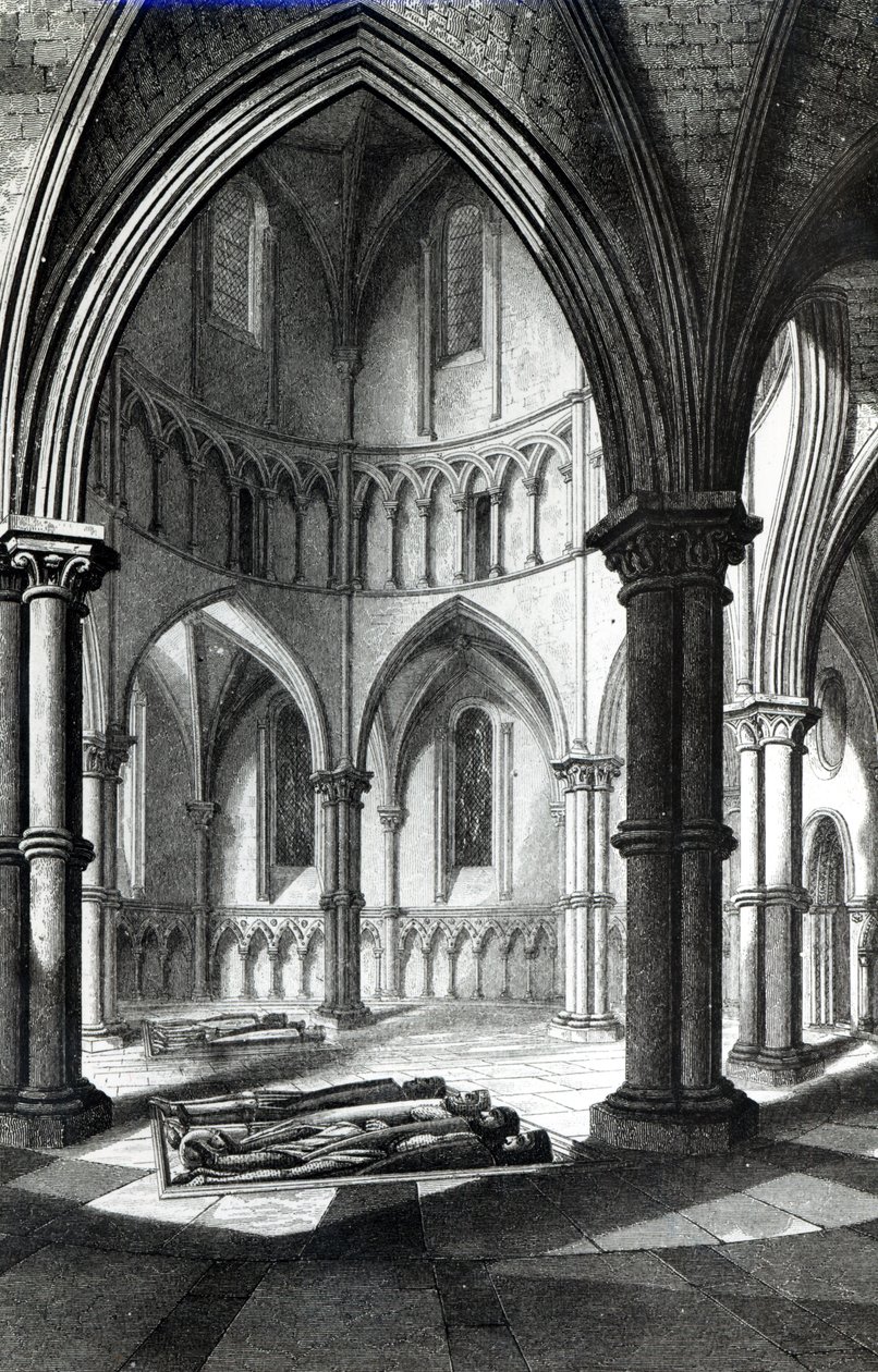 A Templomtemplom belseje a Knights 9bw képmásaival) alkotó: R.W. Billings