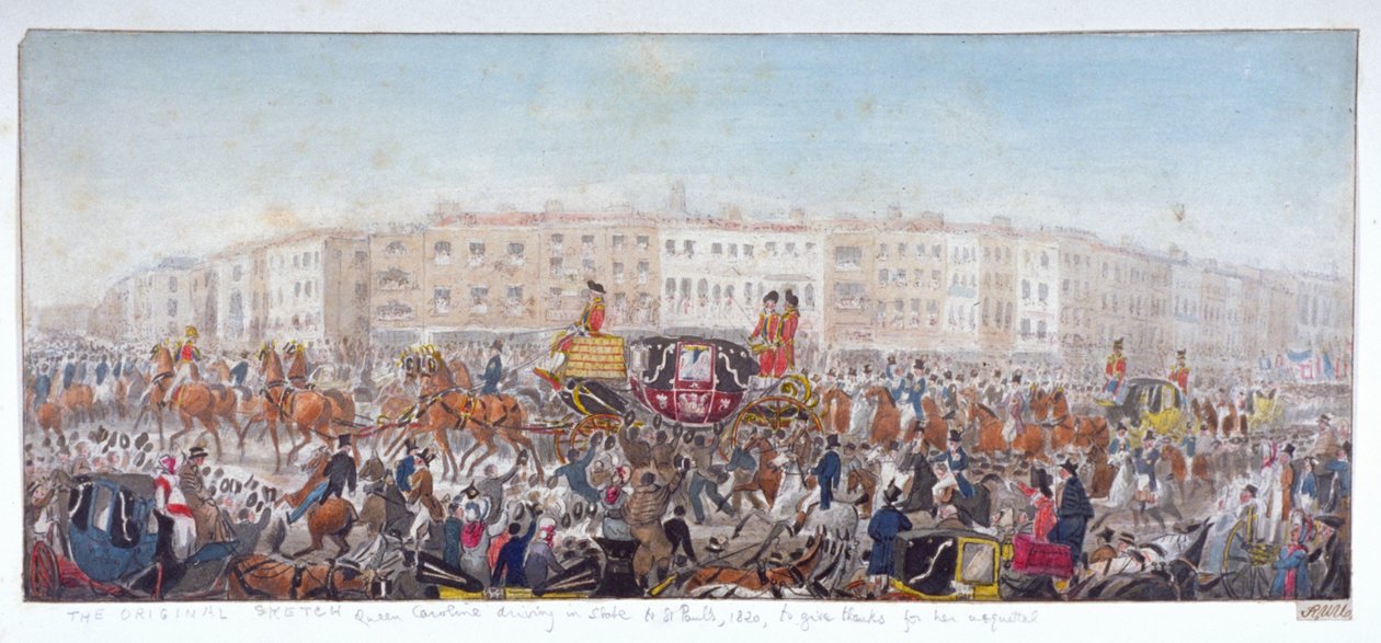 Caroline királynő a londoni Szent Pál-székesegyházba utazik, 1820. november 20. alkotó: RWU