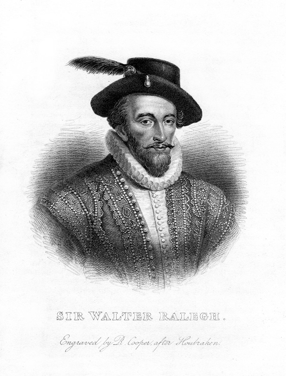 Sir Walter Raleigh író, költő, udvaronc és felfedező, 19. század alkotó: R. Cooper