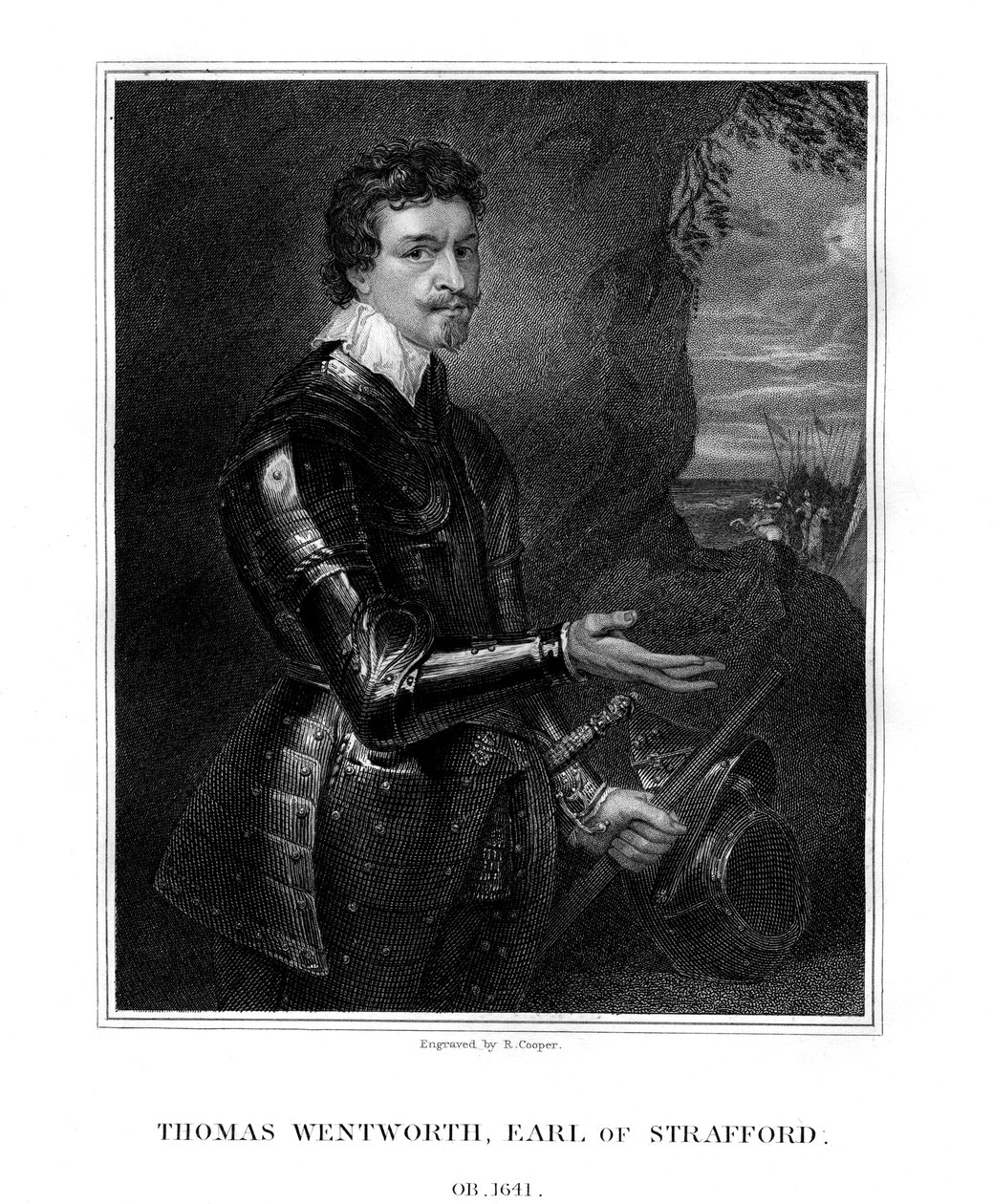 Thomas Wentworth, Strafford 1. grófja, angol államférfi, 1823. alkotó: R. Cooper