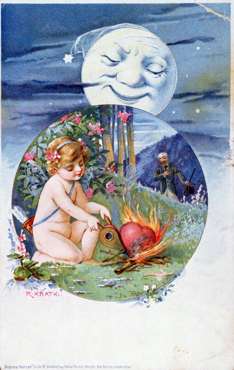 Képeslap az Ill Hearts sorozatból, 1900 körüli (színes metszet) alkotó: R. Kratki