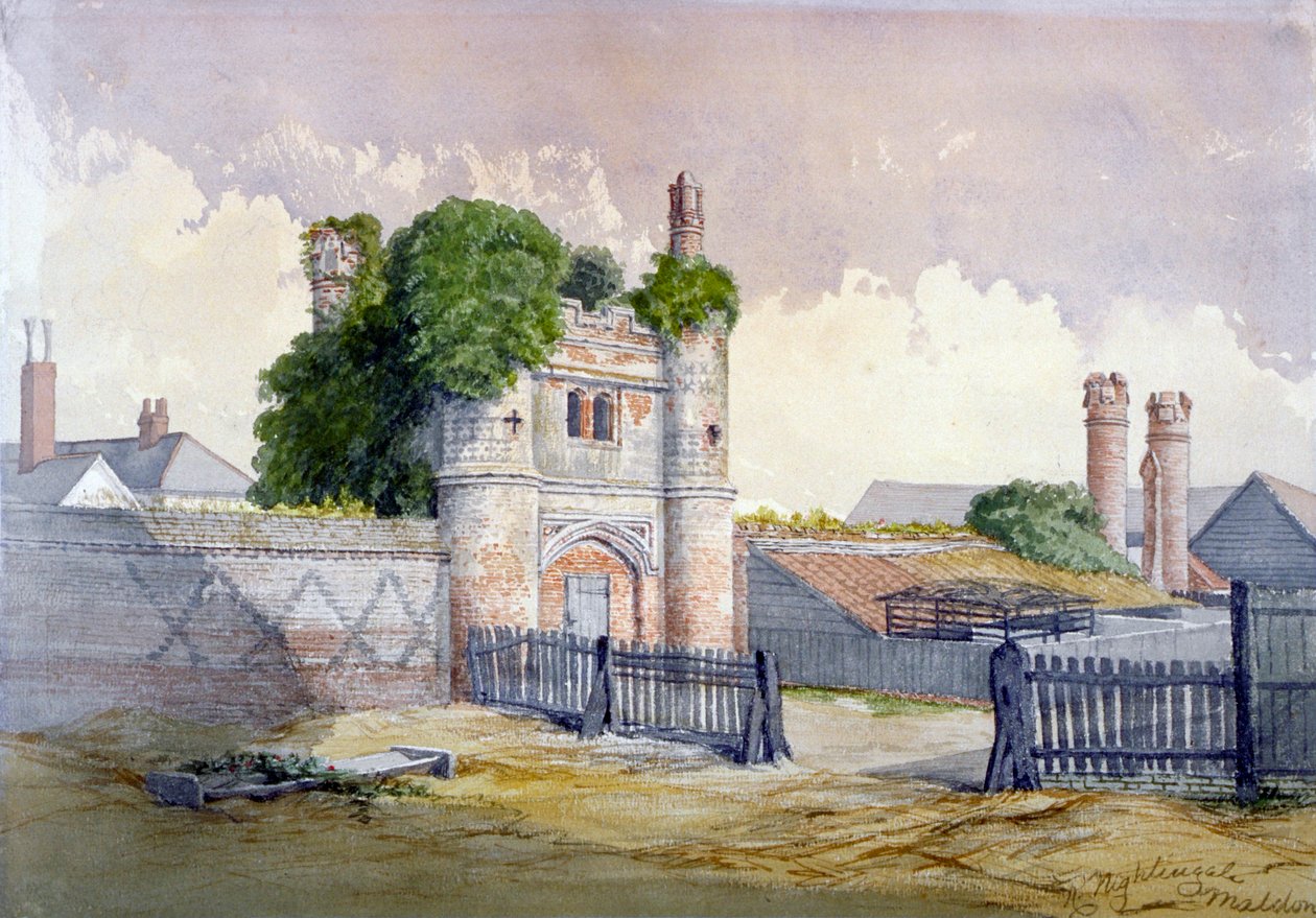 Kilátás a Beckingham Hallra, Witham közelében, Essexben, 1869. alkotó: R Nightingale