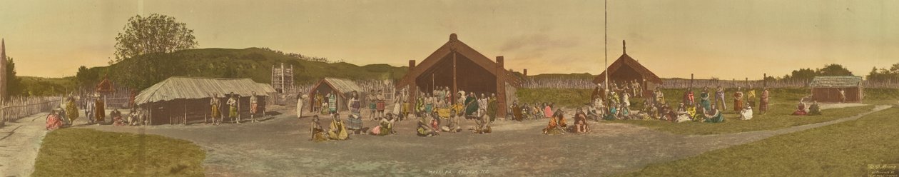 Maori Pa, Rotorua, Új-Zéland alkotó: R. P. Moore