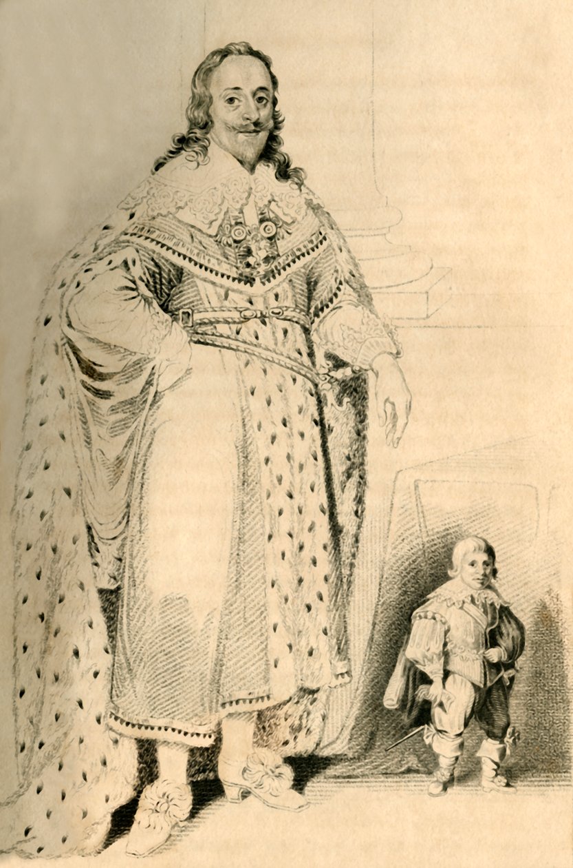 Jeffery Hudson, 30 éves, 18 hüvelyk magas. - Törpe Károly királynak, 1821. alkotó: R. Page