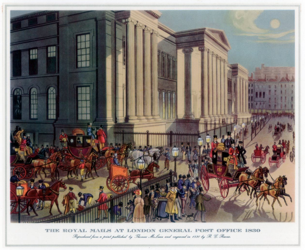 A Royal Mails a londoni főpostahivatalban, 1830 alkotó: R. Reeves