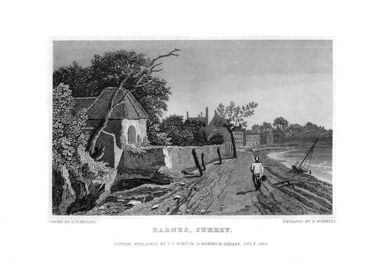 Barnes, Surrey, 1830. alkotó: R. Winkles
