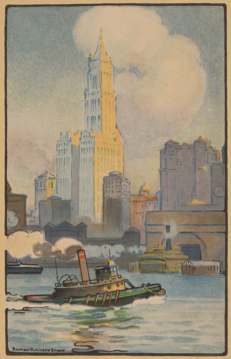 A Woolworth épület a kompról, 1914. alkotó: Rachael Robinson Elmer