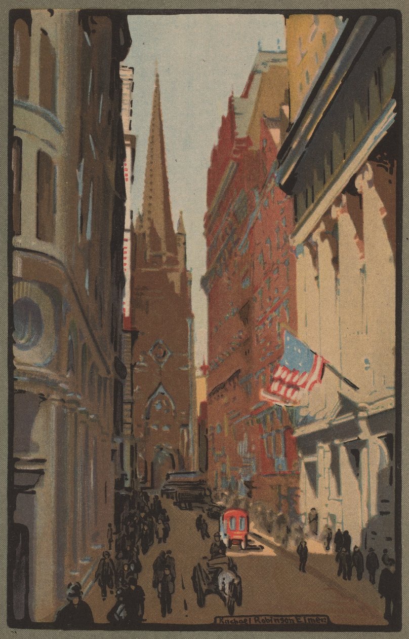Trinity Church és Wall Street, 1914. alkotó: Rachael Robinson Elmer