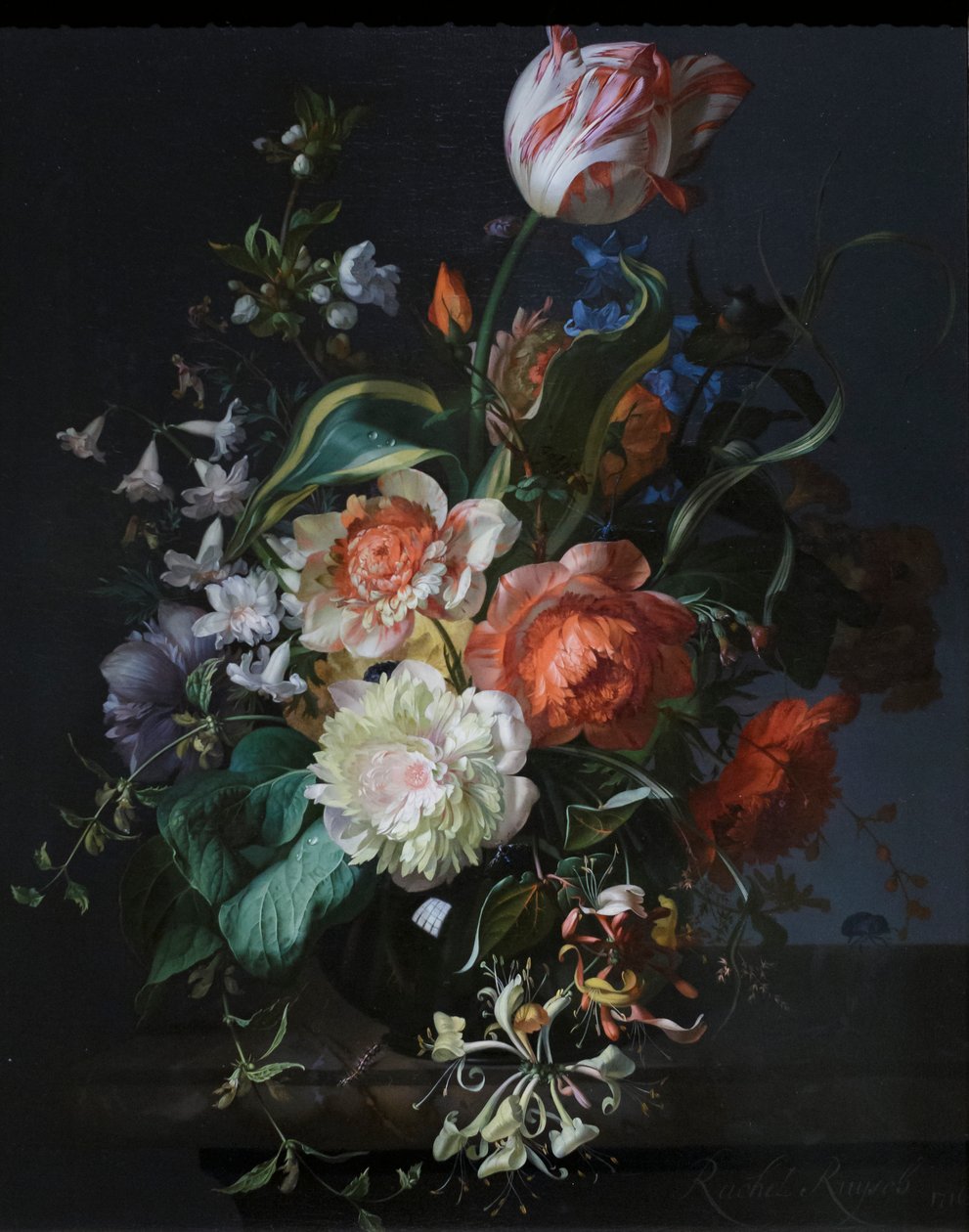 Virágok üvegvázában tulipánnal alkotó: Rachel Ruysch