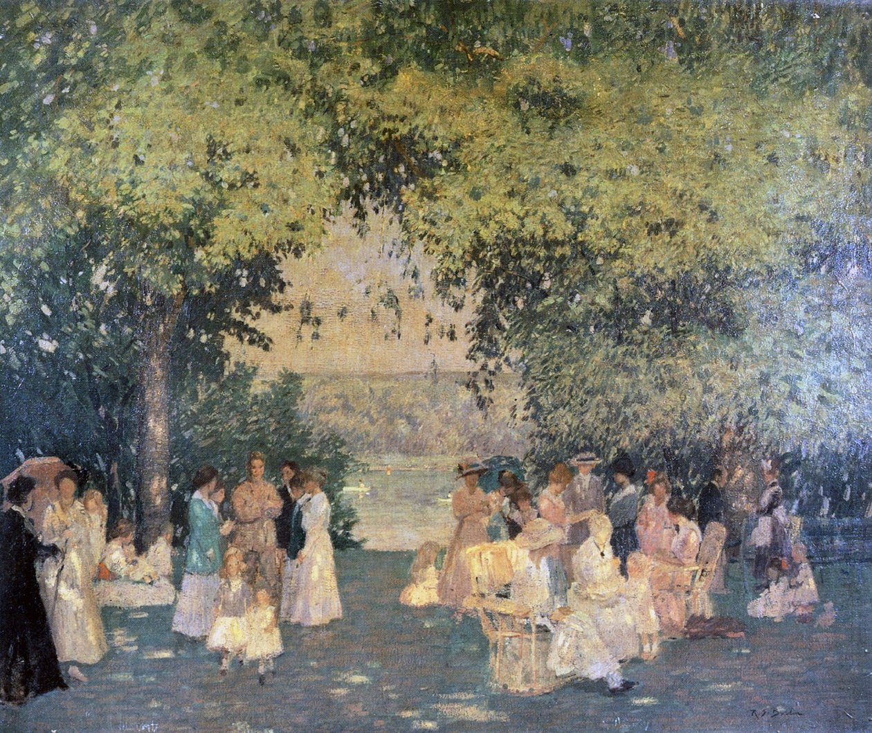 Nyári összejövetel, 1920, olaj, vászon alkotó: Rae Sloan Bredin