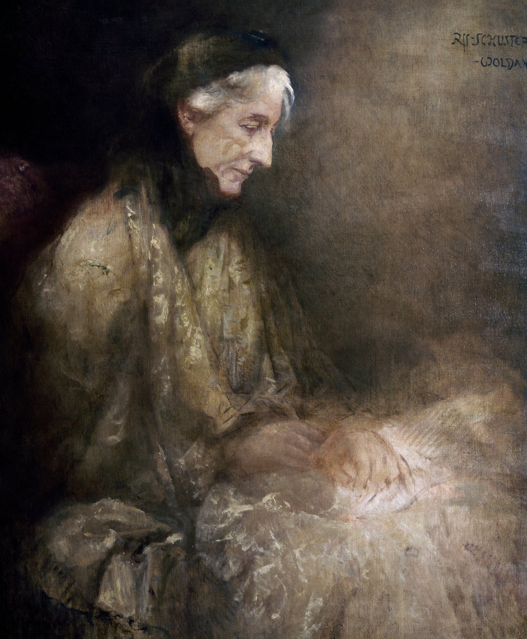 Cosima Wagner (1838-1930), Liszt Ferenc lánya, Richard Wagner felesége portréja (olaj, vászon) alkotó: Raffael Woldan Schuster