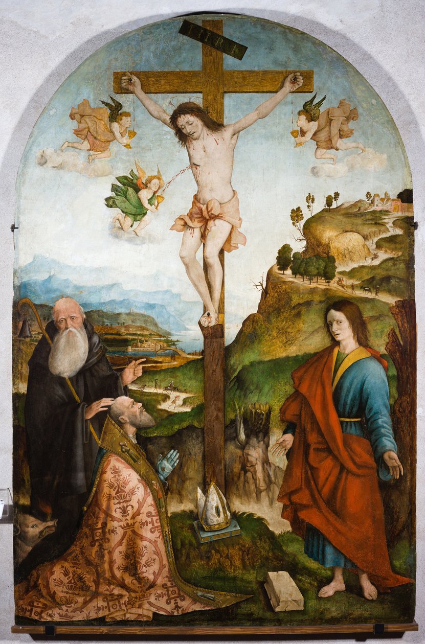 Keresztrefeszítés, 1528 körül (tempera, tábla) alkotó: Raffaele De (fl.1514 1573) Pancalino