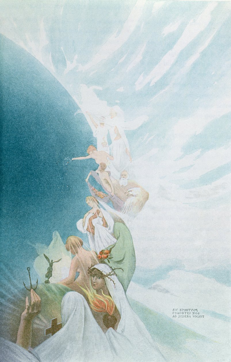 A Túlvilág tanítása és az ihlet, illusztráció Gustave Flaubert (1821-80) szövegéhez Charles dOrino Nos Invisibles című antológiájából, Párizs, 1907 alkotó: Raffaele Mainella