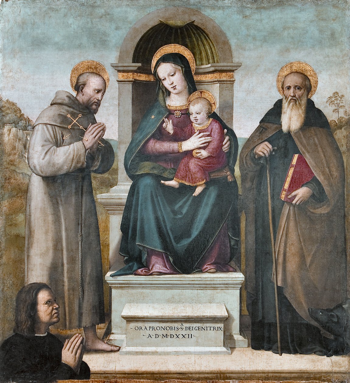 Trónon ült Madonna gyermekkel és szentekkel alkotó: Raffaello Piccinelli