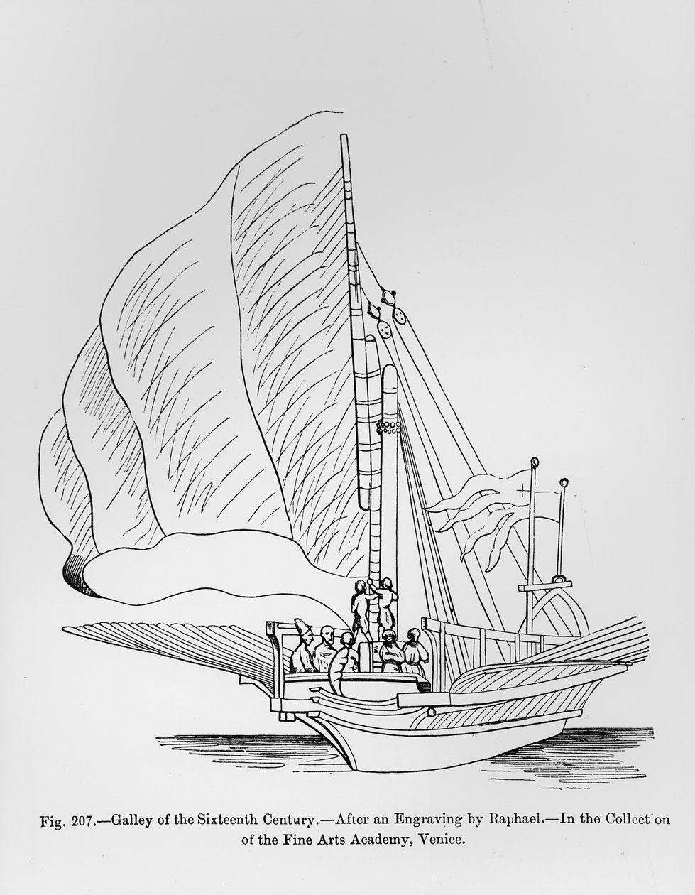 századi gálya, illusztráció a "Tudomány és irodalom a középkorban és a reneszánszban" című könyvből, írta és metszett Paul Lacroix, 1878 alkotó: Raffaello Sanzio Raphael