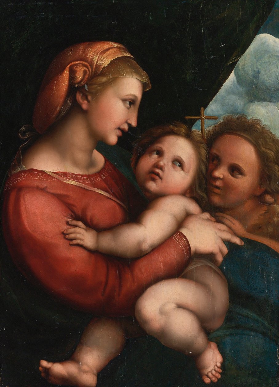 Madonna és gyermeke a csecsemő Szent Jánossal alkotó: Raffaello Sanzio Raphael