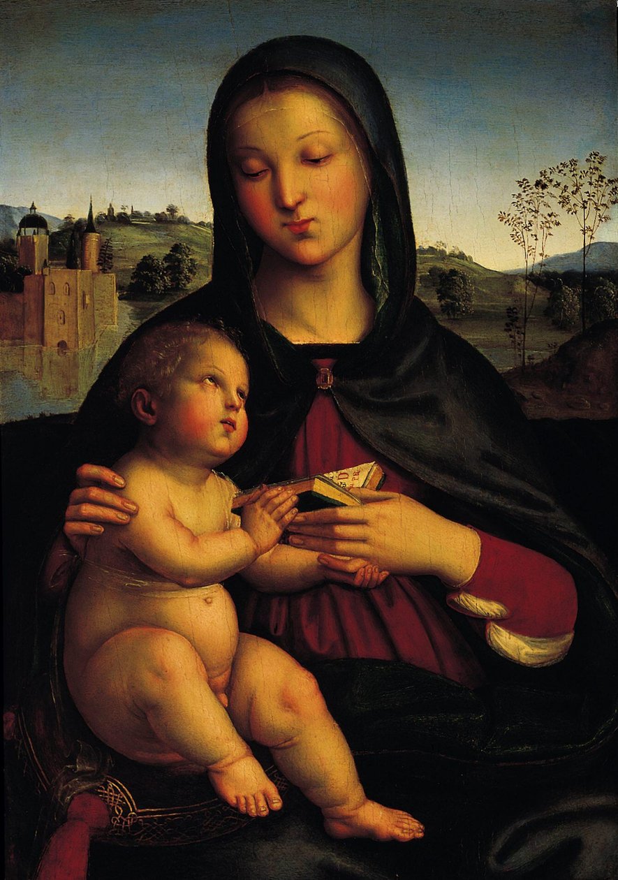 Madonna és gyermeke a könyvvel alkotó: Raffaello Sanzio Raphael