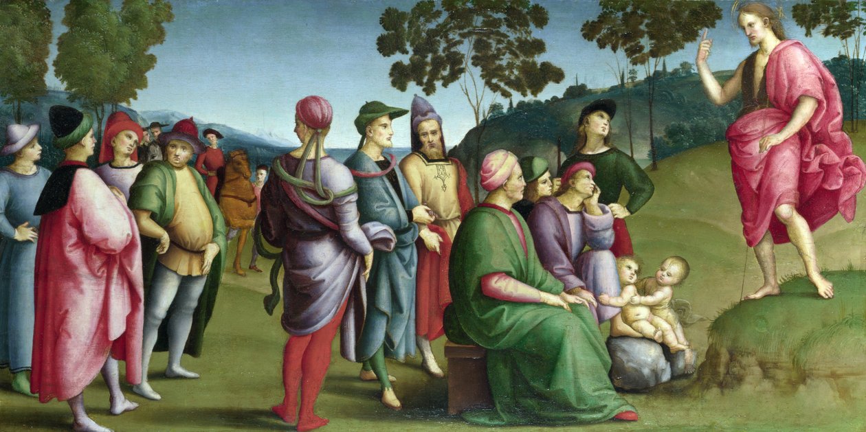 Keresztelő Szent János prédikál alkotó: Raffaello Sanzio Raphael