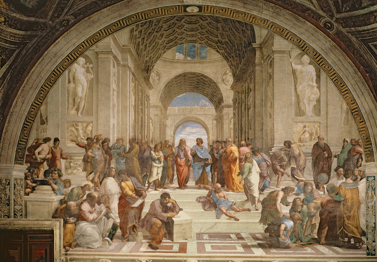 Athéni Iskola, a Stanza della Segnatura, 1510-11 alkotó: Raffaello Sanzio Raphael