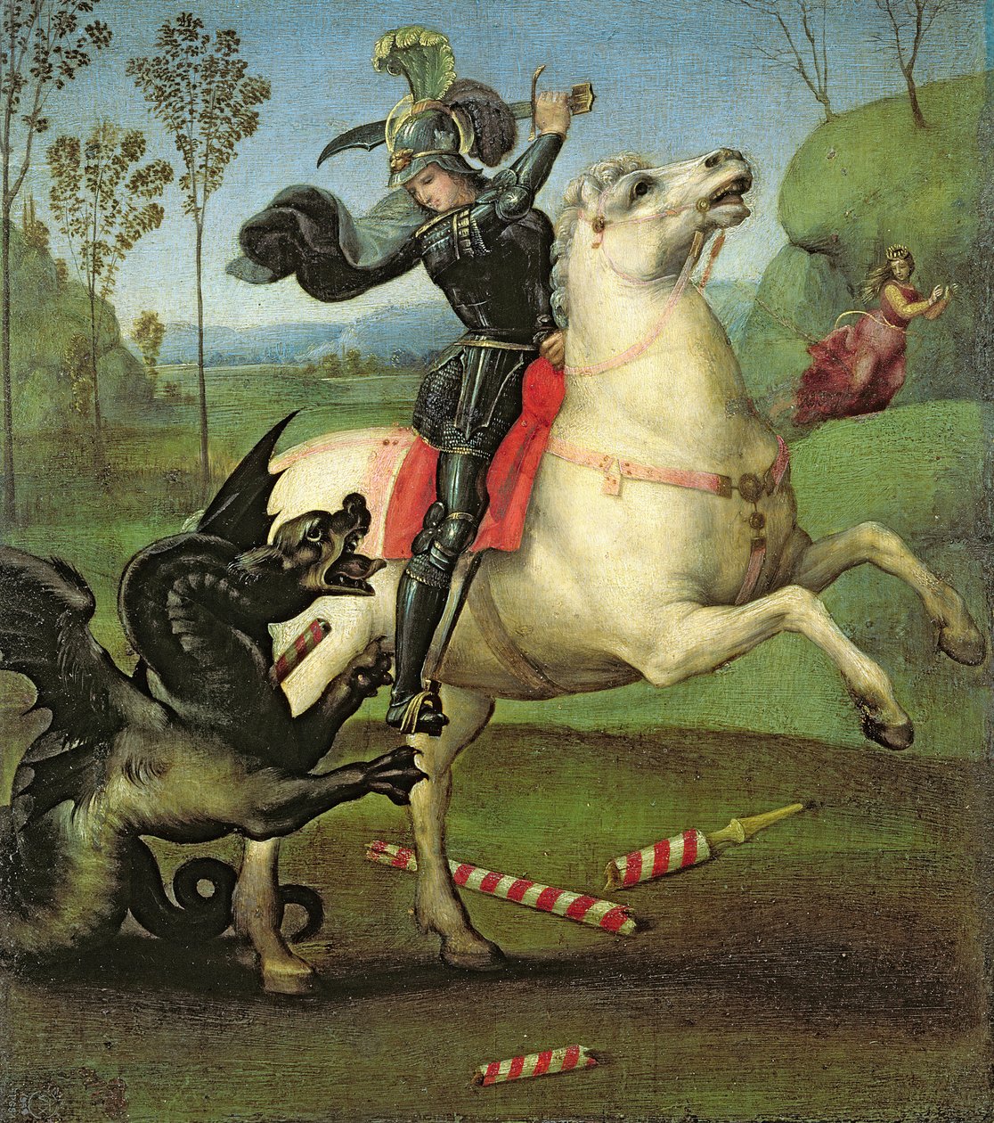 Szent György küzd a sárkánnyal, 1503-05 körül (lásd még 95727) alkotó: Raffaello Sanzio Raphael