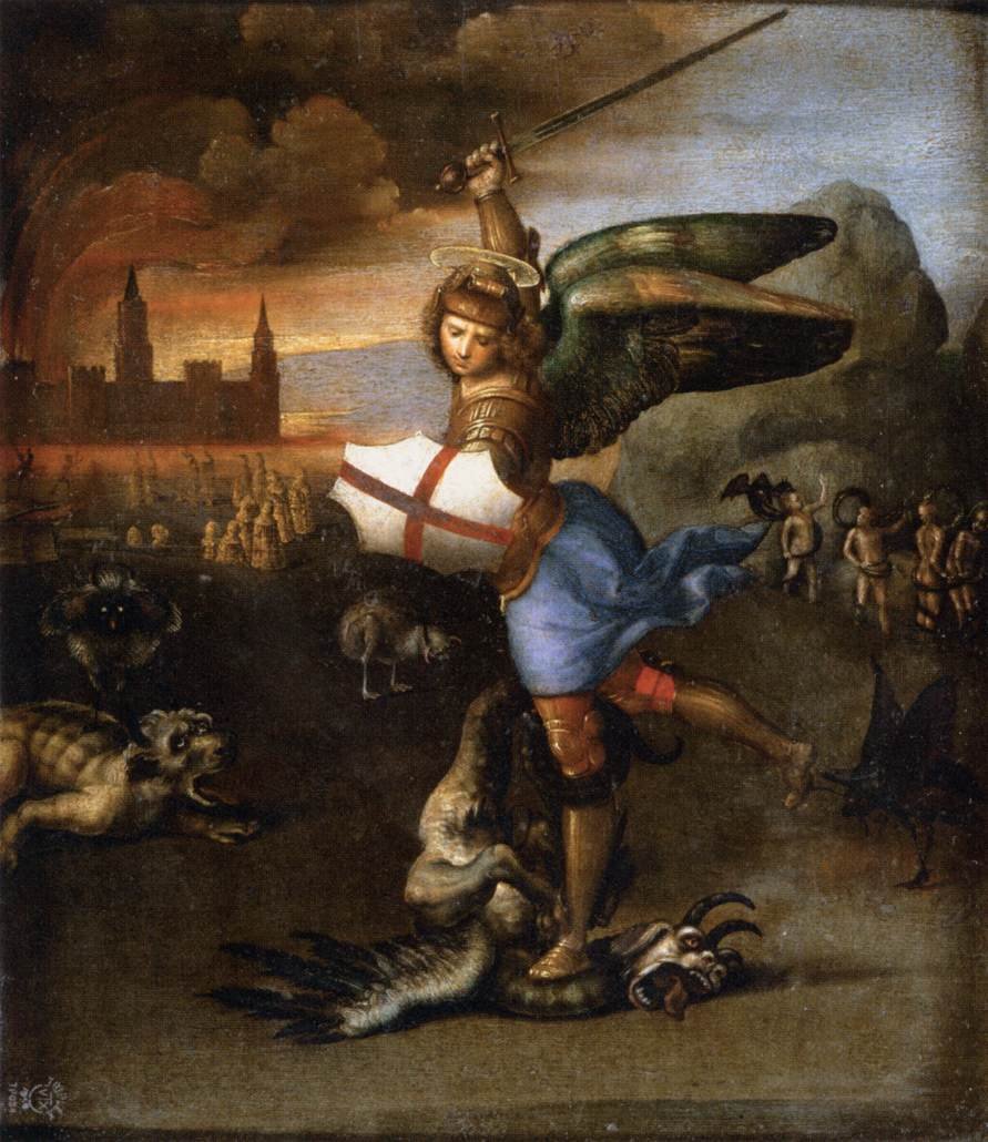 Szent Mihály és a sárkány alkotó: Raffaello Sanzio Raphael