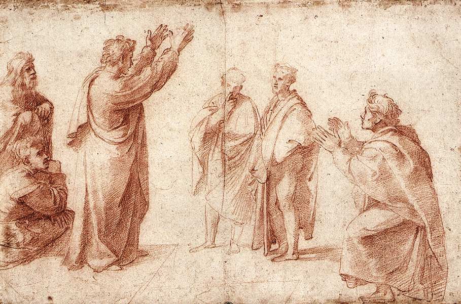 Tanulmány Szent Pál prédikálásához Athénban alkotó: Raffaello Sanzio Raphael