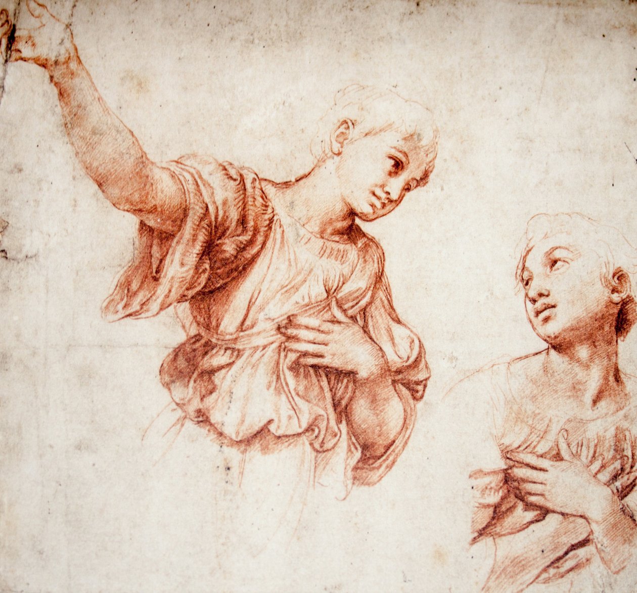 Tanulmány két angyalra alkotó: Raffaello Sanzio Raphael