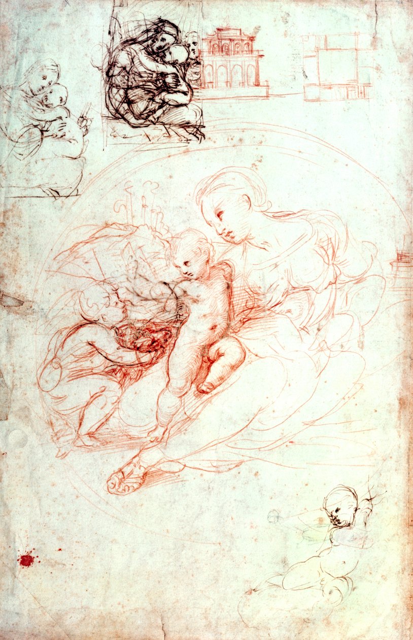 Tanulmány az Alba Madonnának, 1508-2009 körül alkotó: Raffaello Sanzio Raphael