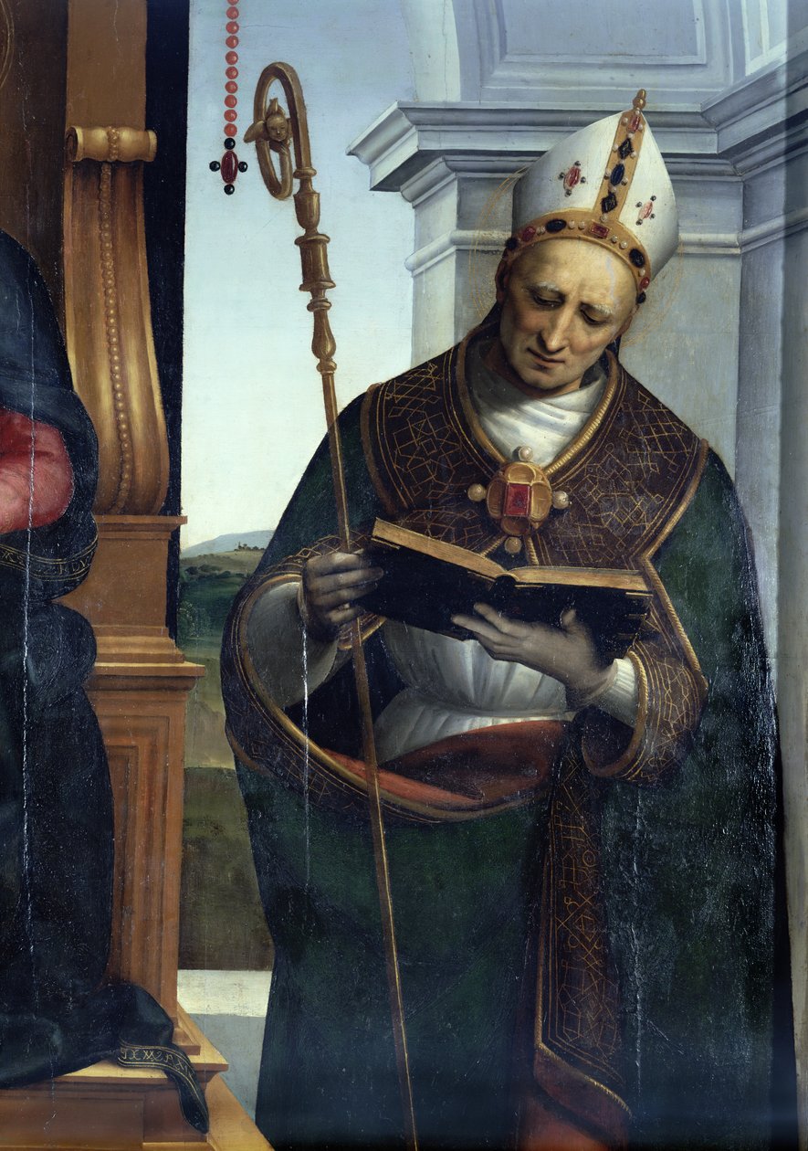 A Madonna és a gyermek Keresztelő Szent Jánossal és Bari Szent Miklóssal, 1505 (30269. részlet) alkotó: Raffaello Sanzio Raphael
