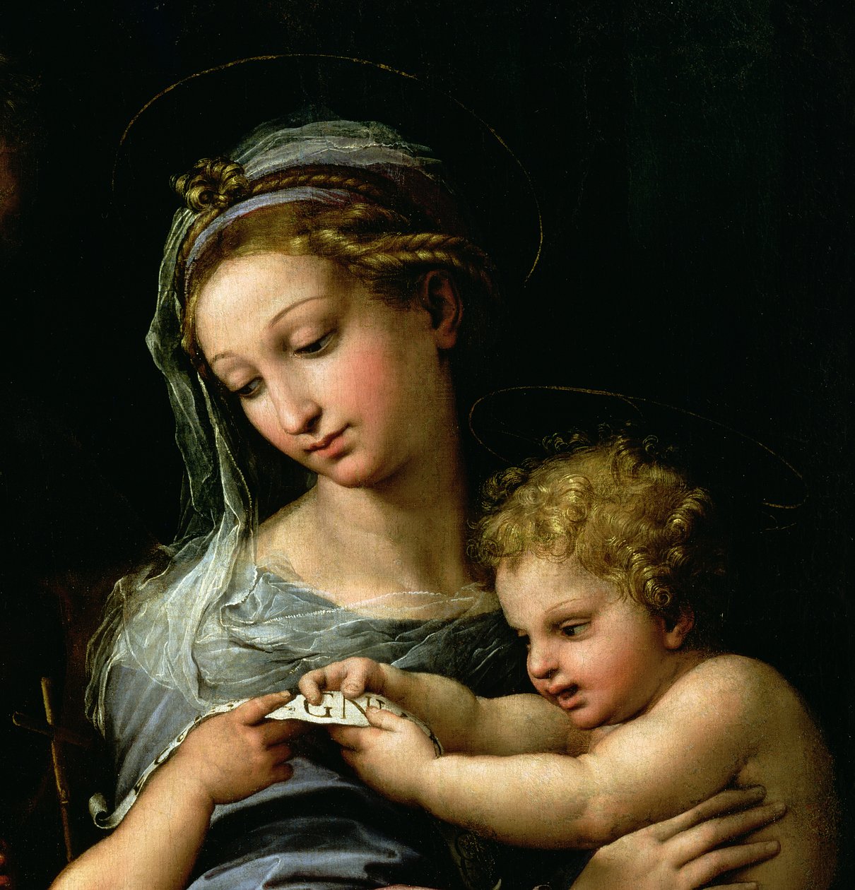 A Rózsa Szűza, 1518 körül (a 3423-as részlet) alkotó: Raffaello Sanzio Raphael