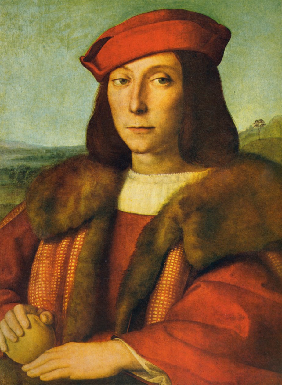 Fiatal férfi almával alkotó: Raffaello Sanzio Raphael