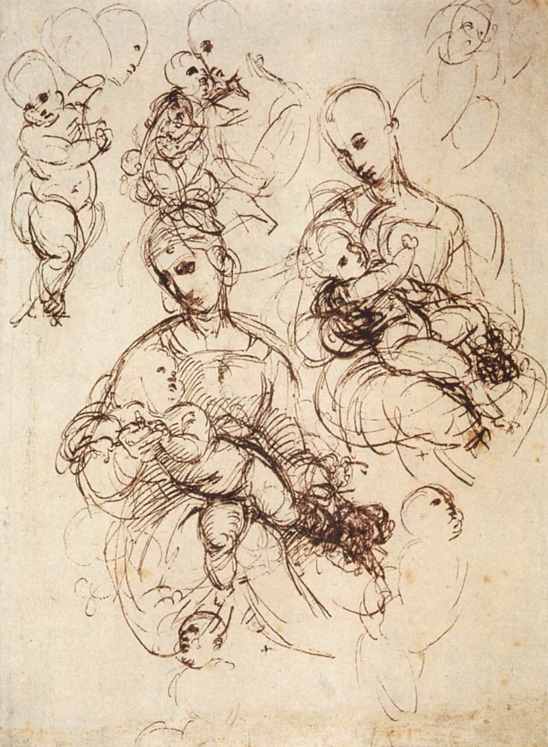 tanulmányok a gyermekes madonnák számára alkotó: Raffaello Sanzio Raphael
