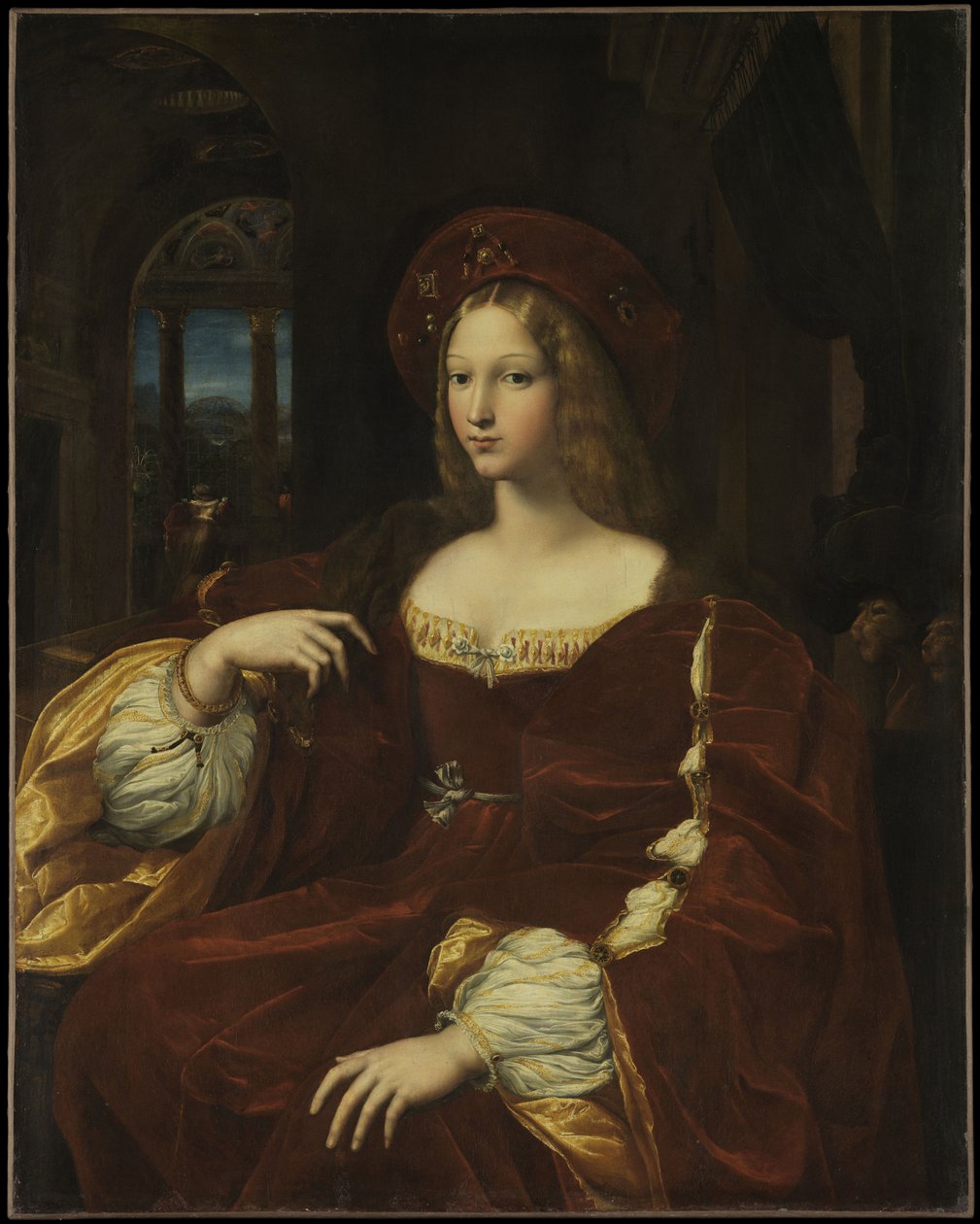 Dona Isabel de Requesens, nápolyi alkirály 1500-1577, 1518 körül portréja alkotó: Raffaello Sanzio Raphael