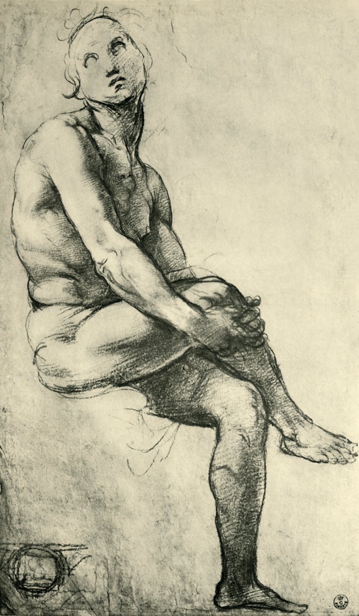 Ülő férfi akt, 1509-1511, 1943. alkotó: Raffaello Sanzio Raphael