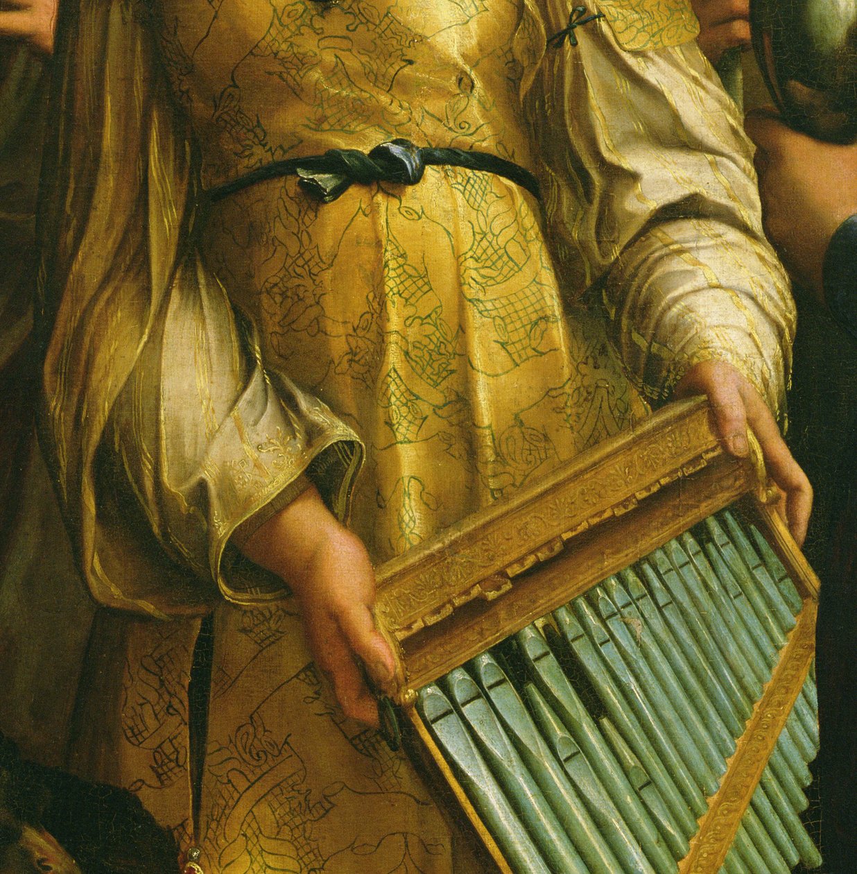 Szent Cecília Szent Pál, Szent János evangélista, Szent Ágoston és Mária Magdolna körül, 1513 körül (182507 részlet). alkotó: Raffaello Sanzio Raphael