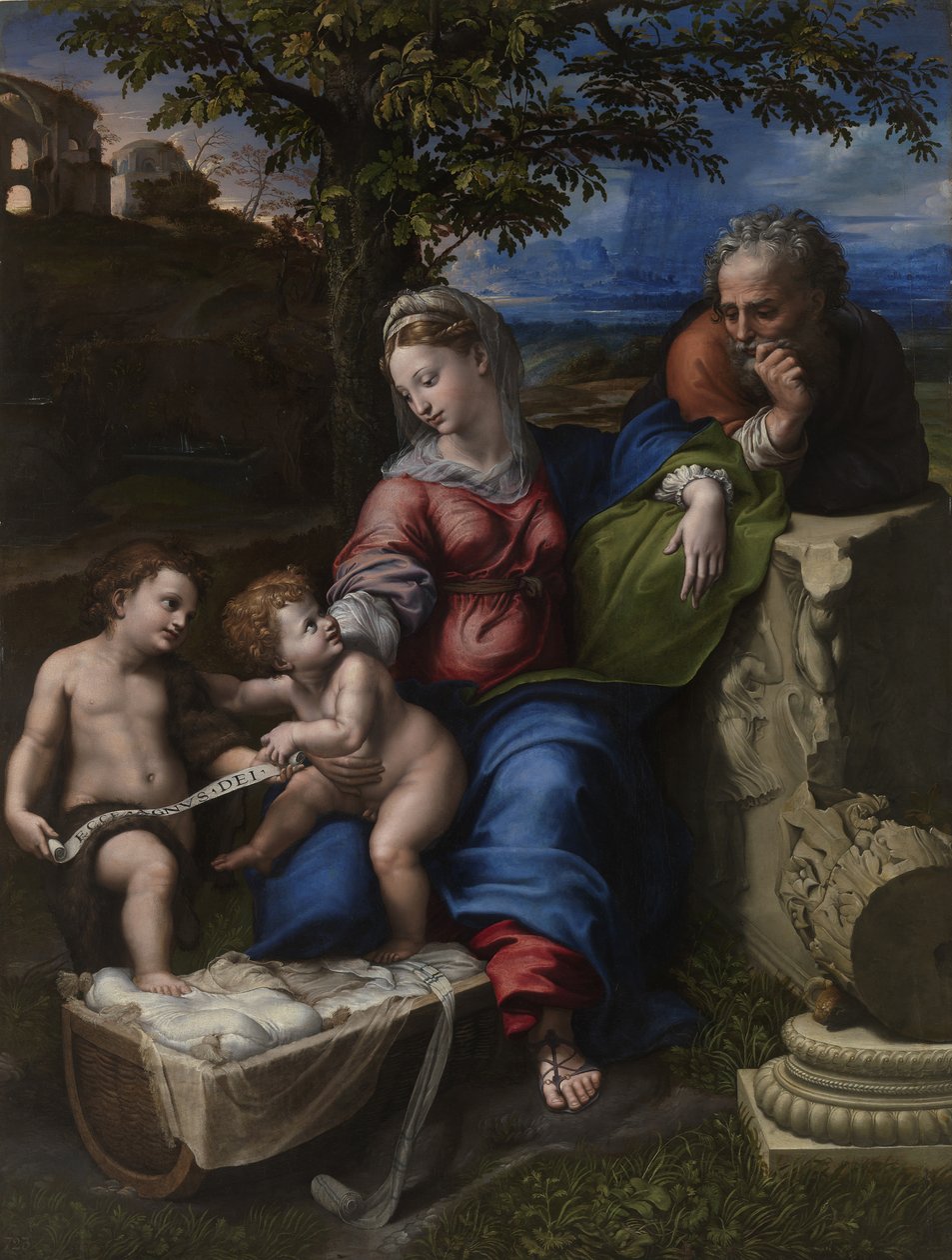 A Szent Család egy tölgyfa alatt, 1518 körül alkotó: Raffaello Sanzio Raphael
