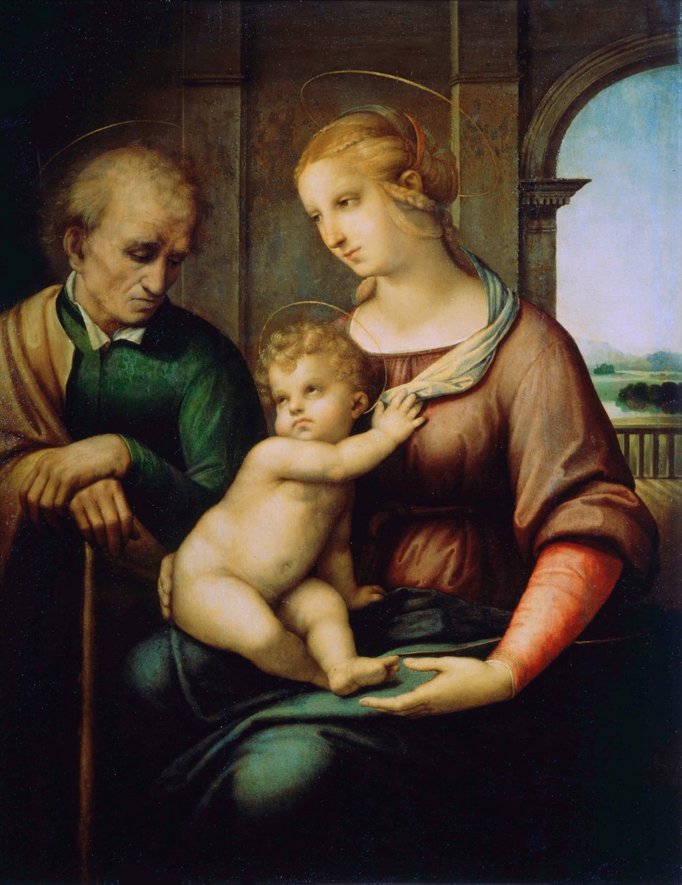 A Szent Család, avagy Madonna a szakálltalan Józseffel, c1506 alkotó: Raffaello Sanzio Raphael