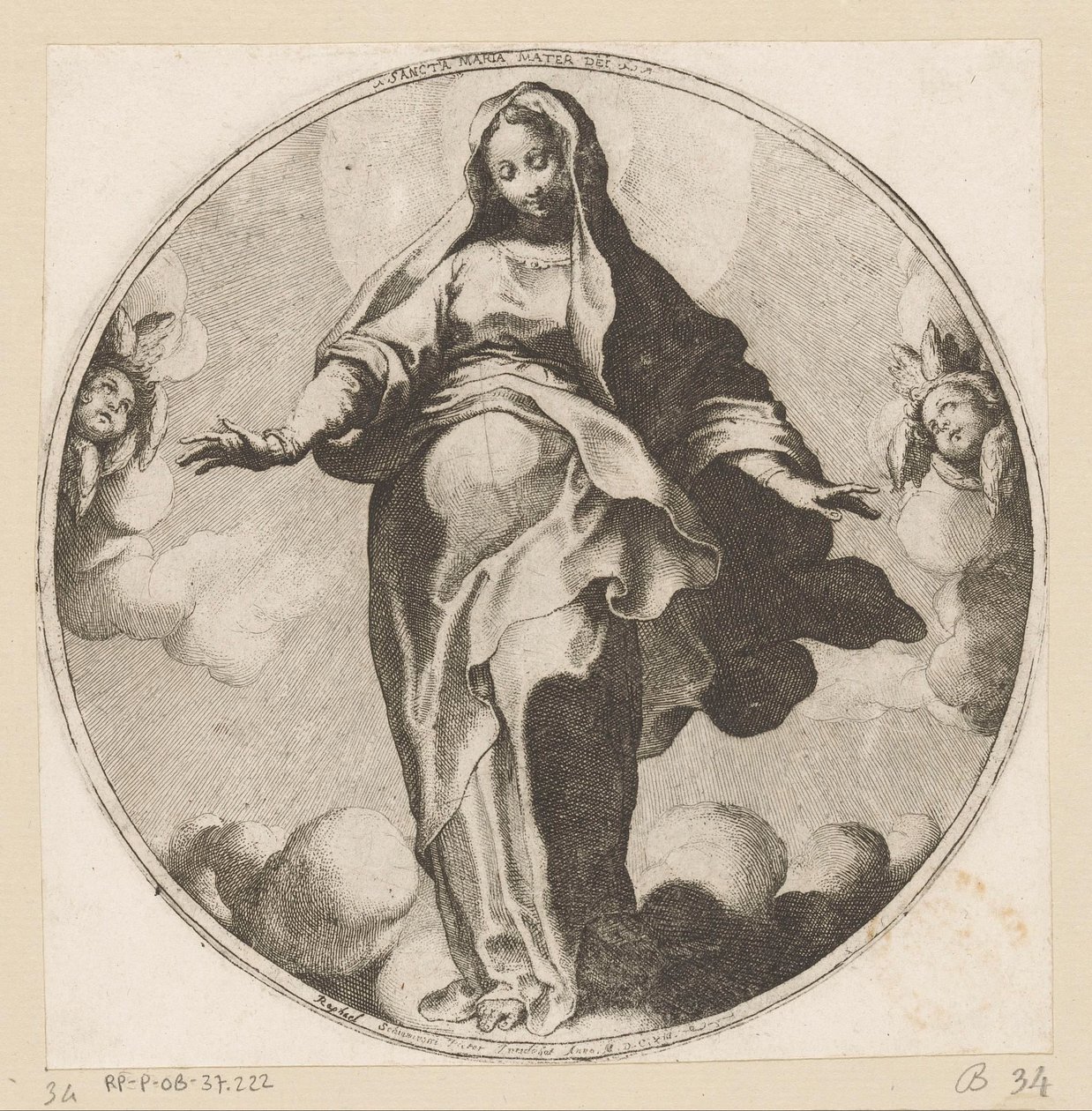 Mária a felhőkben Sancta Maria Mater Dei (cím a tárgyon) alkotó: Raffaello Schiaminossi