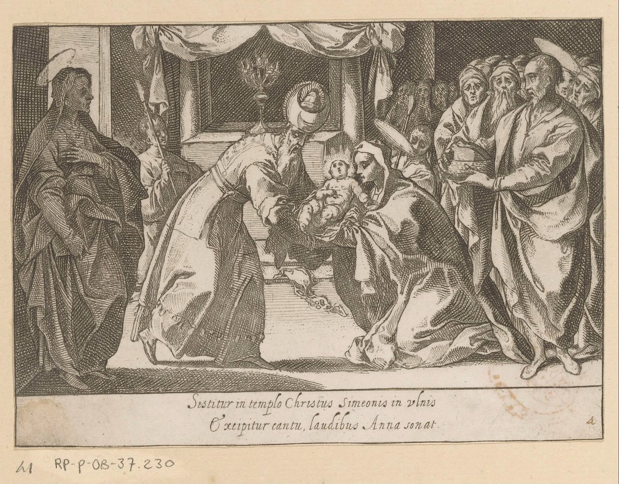 Presentatie van Christus in de tempel Vijftien Mysteries van de Rozenkrans (sorozat címe) A Boldogságos Szűz Mária rózsafüzérének tizenöt misztériuma (sorozat címe) alkotó: Raffaello Schiaminossi