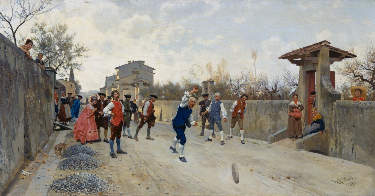 Ruzzola játék alkotó: Raffaello Sorbi