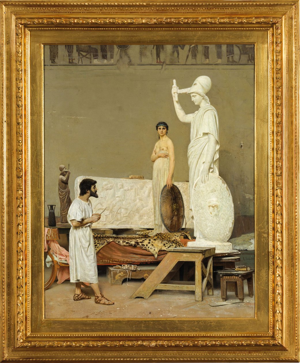 Phidias Minerva szobrán dolgozik, 1869. alkotó: Raffaello Sorbi