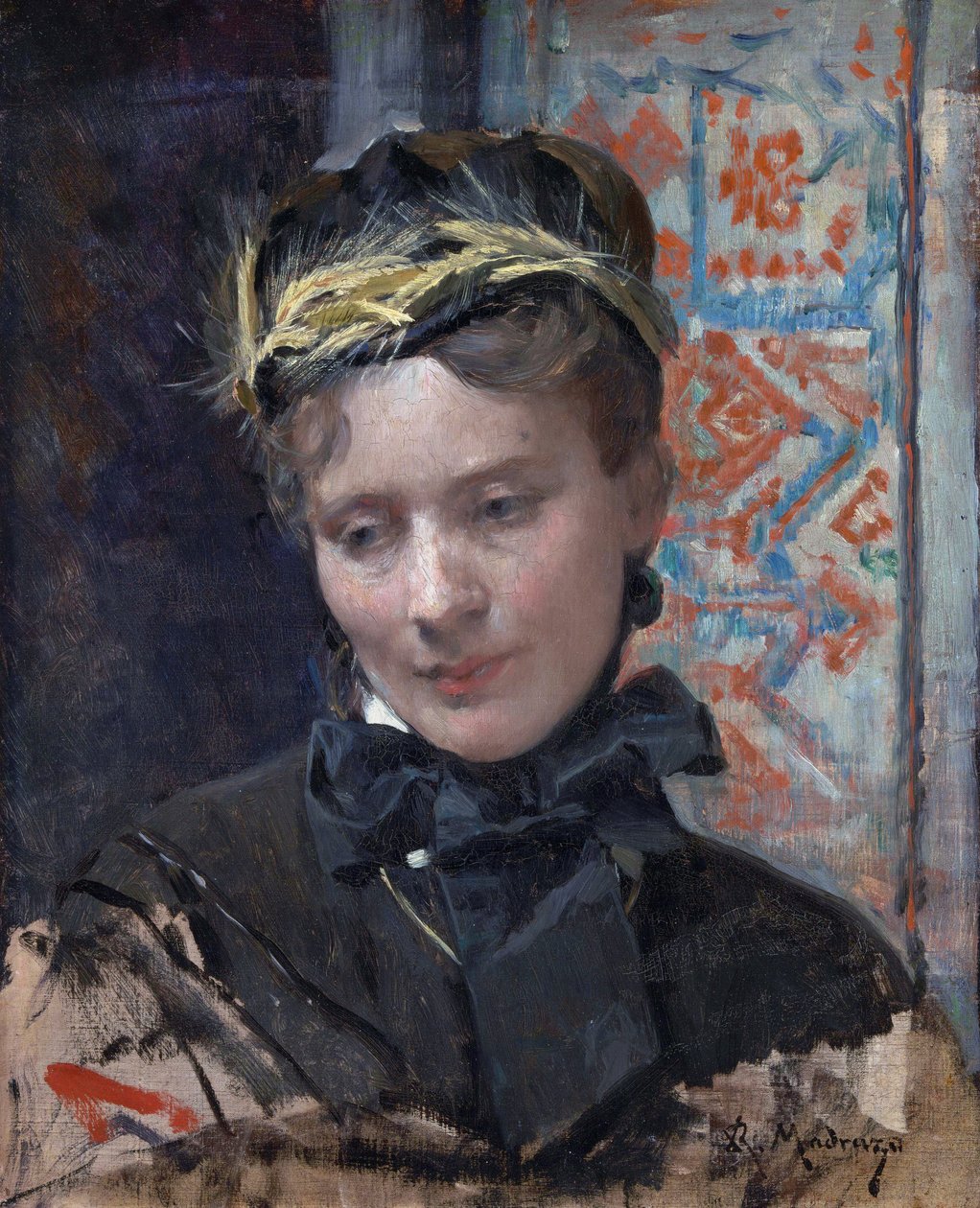 Egy hölgy portréja - Raimundo de Madrazo y Garreta (1841-1920) festménye, Olaj, vászon 1885-1896 - National Gallery, London 49,5x40 alkotó: Raimundo de Madrazo y Garreta