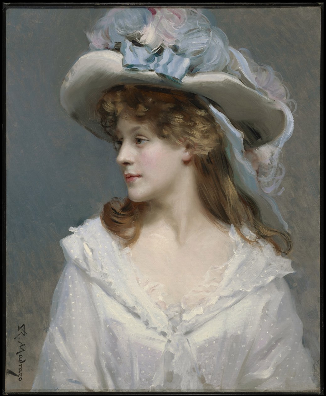 Nő fehérben, 1880 körül alkotó: Raimundo de Madrazo y Garreta