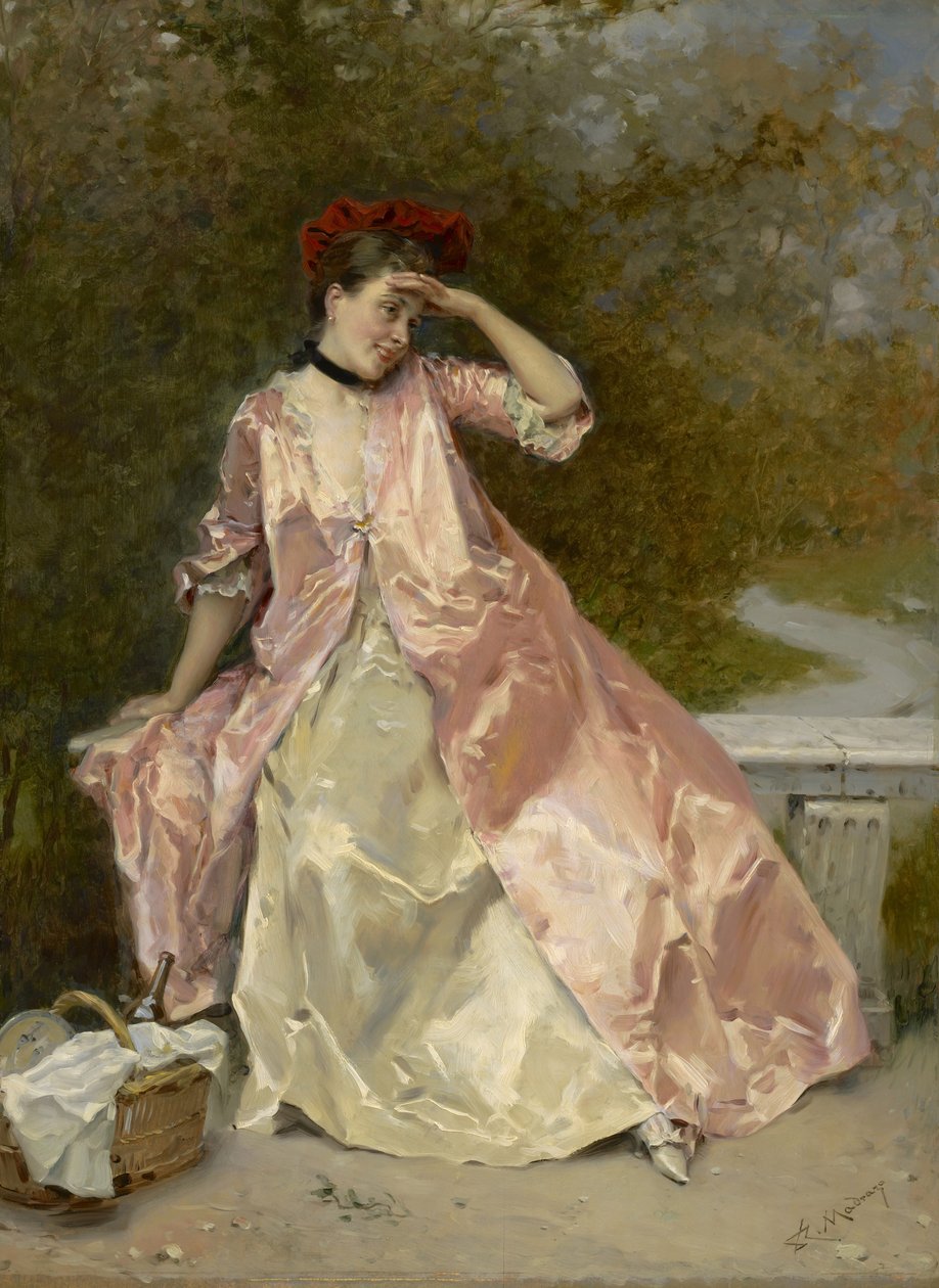 Nő piknikkosárral, 1890 körül alkotó: Raimundo de Madrazo y Garreta