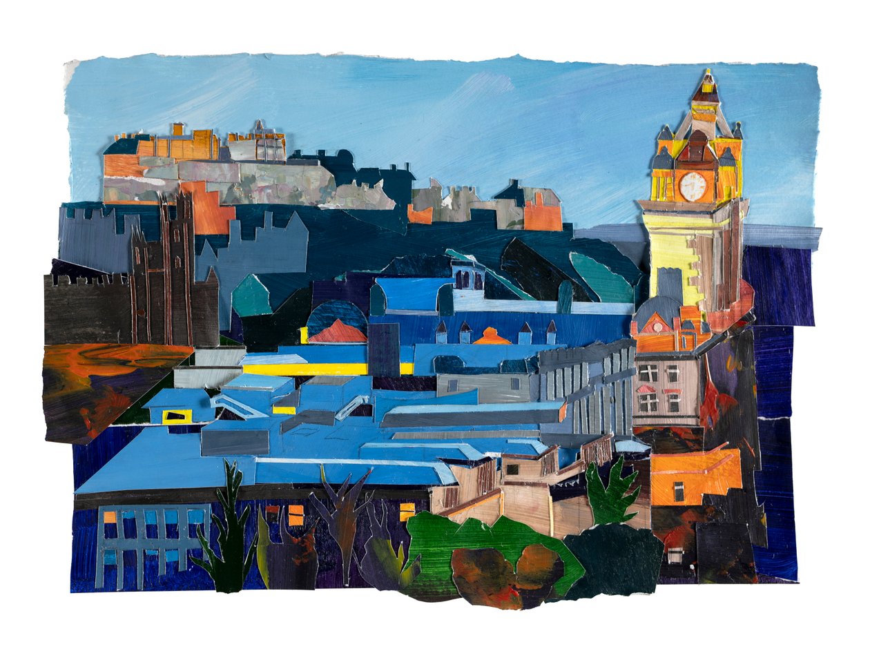 Edinburgh, 2021 (akril és kollázs papírra) alkotó: Raina Goran