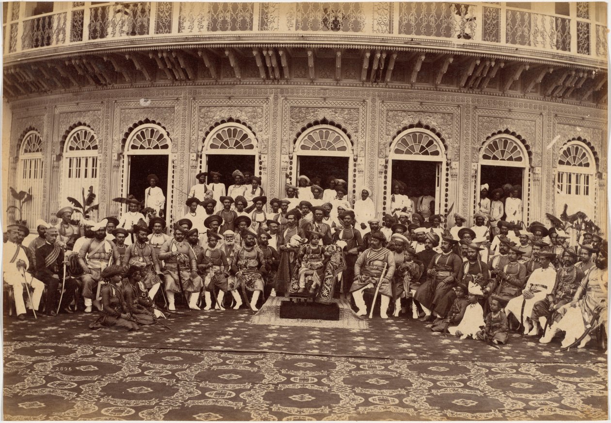 Scindia maharadzsa, nemesek és magas rangú tisztviselők, Gwalior alkotó: Raja Deen Dayal